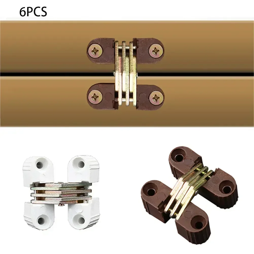 6Pcs Hinges Plastic Iron Invisible Folding Door Barrel-Cross Hinge Plastic Concealed Hinge Furniture Hardware Replacement