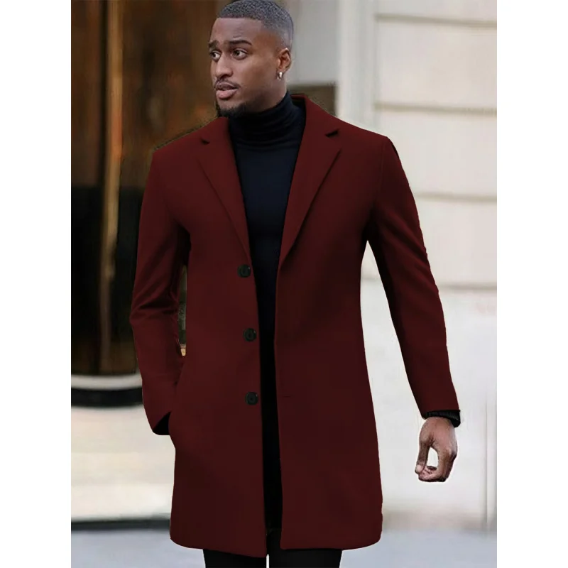 

2025Spring and Autumn New Casual Fashion Trench Coat Business Versatile Simple Daily Men's Jacket Trench Coat Outerwear