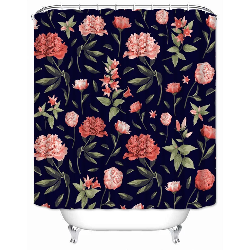 Peony Shower Curtains Bathroom Curtain With Hooks Decor Waterproof Bath 180*180cm Creative Shower Curtain