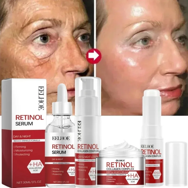 Retinol Wrinkle Remover Face Set Instant Firming Lifting Anti-aging Serum Fade Fine Lines Whitening Korean Skin Care Products