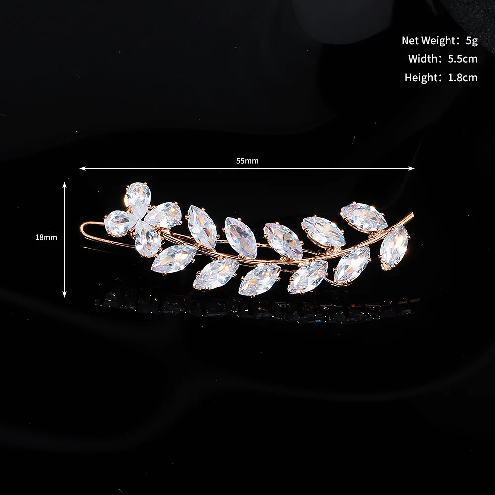 Mode Haarspange Zirkonia Blatt Haarspangen für Frauen Zubehör Braut Hochzeit Haarschmuck Party Braut Kopfschmuck – Detail 8