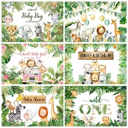 Jungle Animal Safari Party Background Backdrop Wild One 1st Happy Birthday Party Decoration Newborn Baby Shower Photo Background