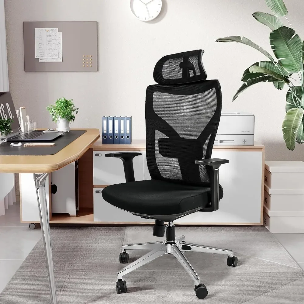 

Office Chair, Comfy Offices Chairs with Adjustable 3D Headrest,Height Adjustable Lumbar Support and Armrest, Office Chair