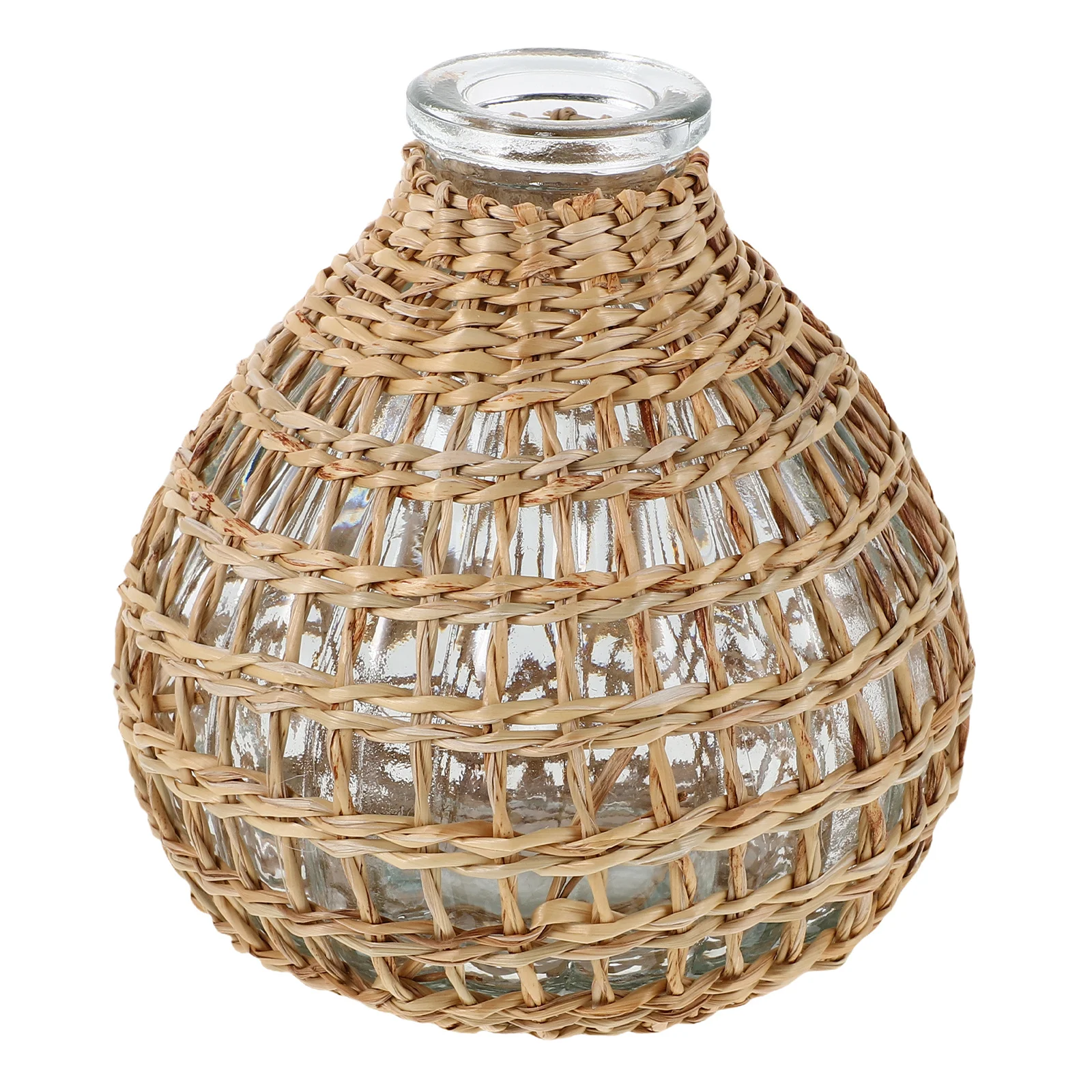 

1pc Handwoven Natural Grass Vase Aromatherapy Bottle Light Brown Woven Vase Home Table Decor Simple Flower Holder