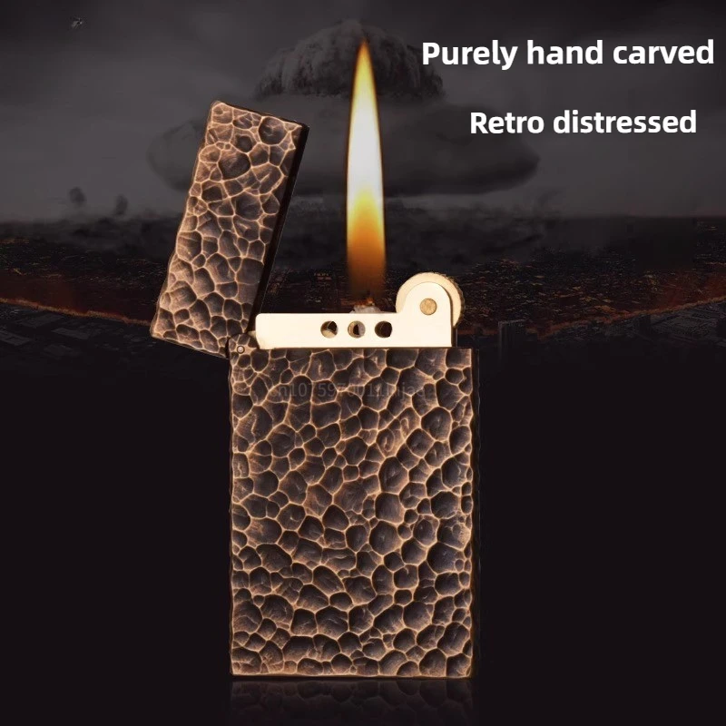 

Креативная личность, сделанная из старого кратера, винтажная керосиновая зажигалка в стиле ретро, латунная машина ручной работы, высококачественный мужской подарок