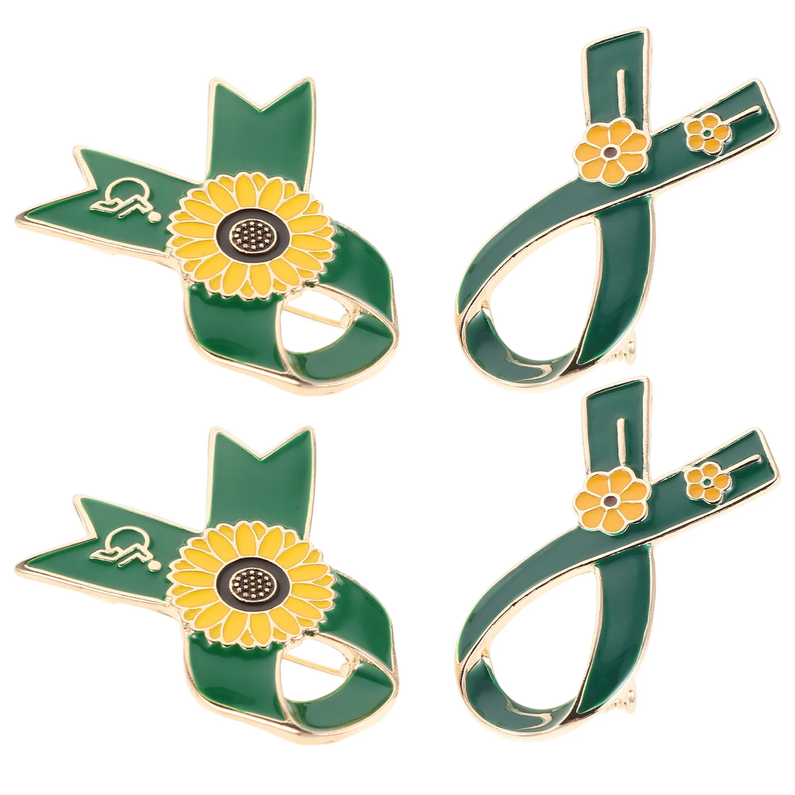 

4Pcs Sunflower Awareness Ribbon Brooch Alloy Lapel Pin Disability Charity Public Event Invisible Disability Badge Sunflower