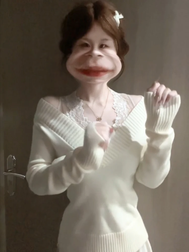 

Свитера, джемперы, пуловеры, женские комплекты из двух предметов в стиле Харадзюку в стиле гранж, повседневная одежда BF Y2K, стильный современный осенний модный OL