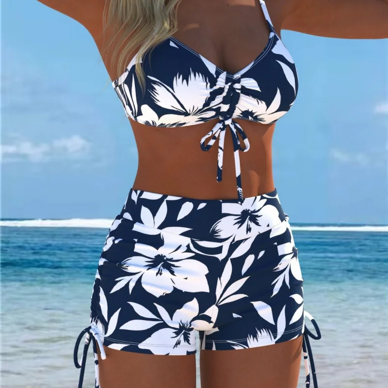 

2026Women's two-piece swimsuit, tank top style swimsuit set, printed camisole tankini