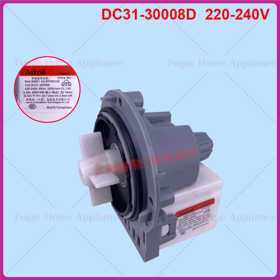 Para bomba de drenagem de máquina de lavar tambor Samsung Askoll DC31-00180A-30008D Hanyu B20-6