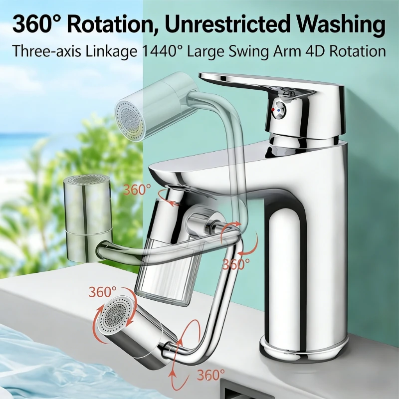 Rotating Faucet Extender Stainless Steel Valve Core Corrosion-Resistant for Kitchen Bathroom Sink Faucets Bathroom Accessories