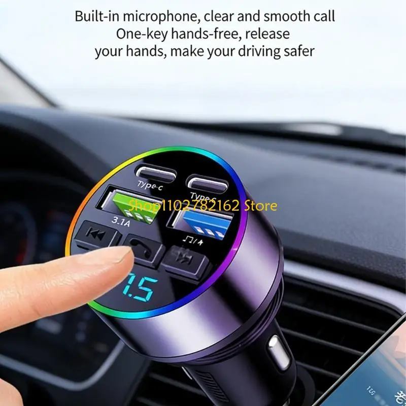 

547B FM Transmitter Car Chargers Handsfree MP3 Player Fast USB Type C Charging Adapter