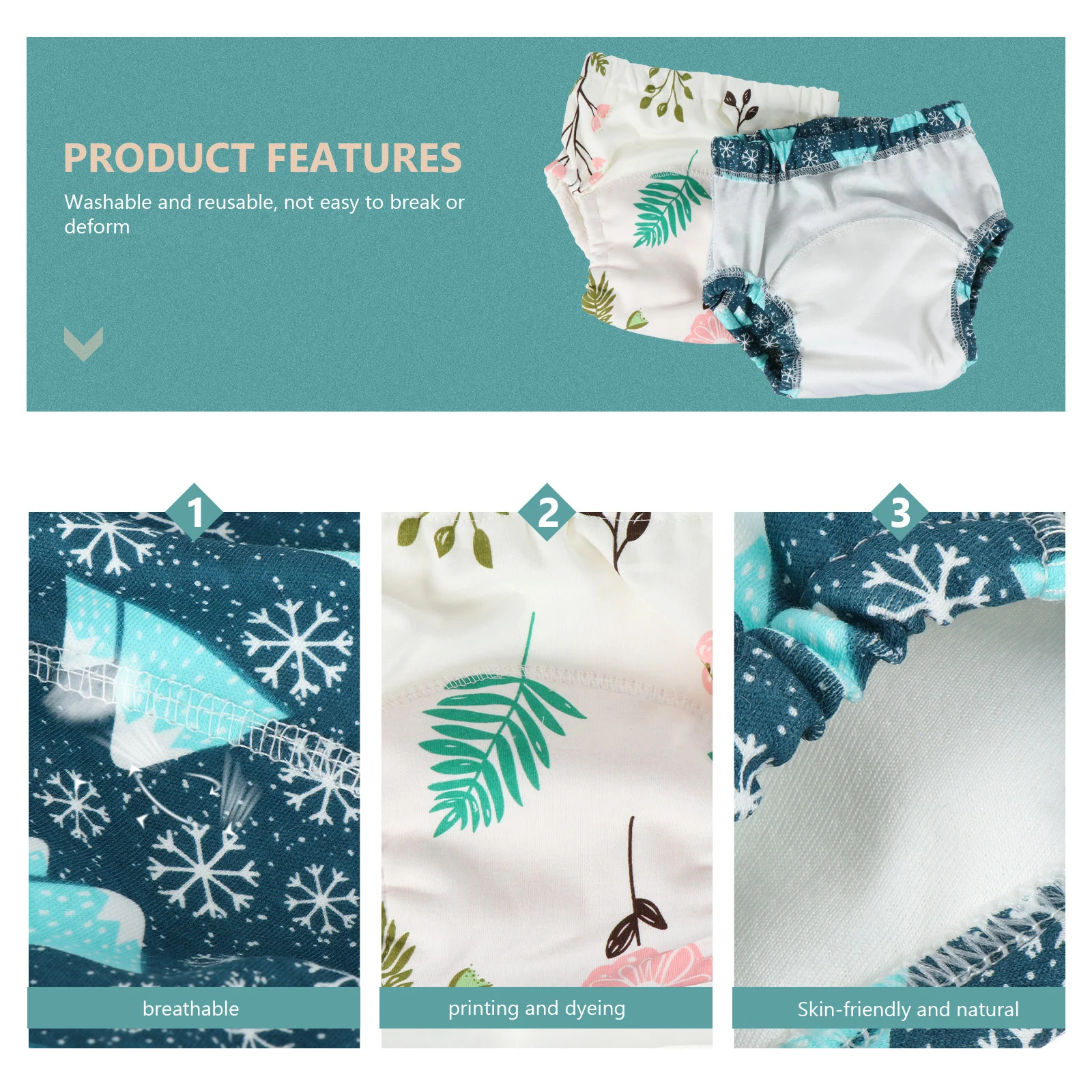 قطعتان من سراويل تدريب الأطفال الصغار تدوم طويلاً، مقاومة للاهتراء، أنيقة ورائعة، سراويل داخلية للأطفال، ملابس سرير نوم للأطفال