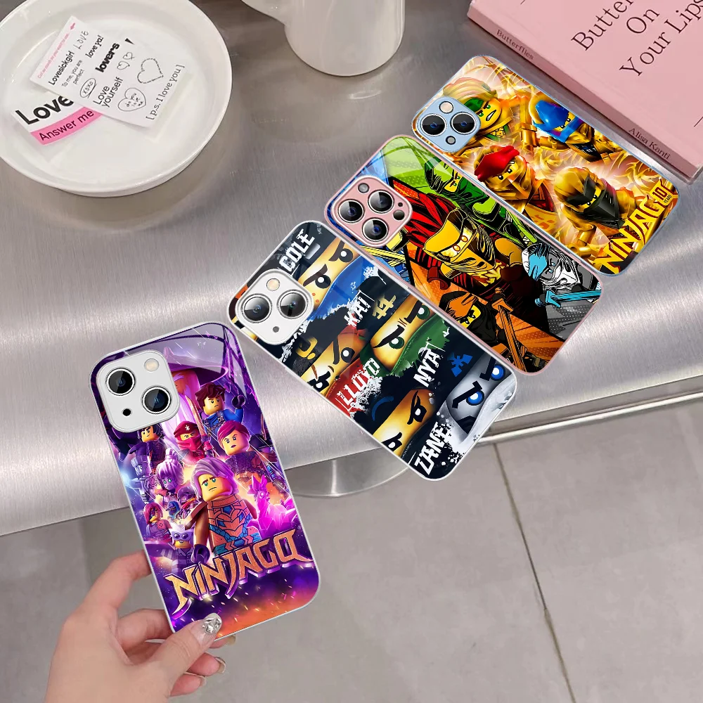 L-Lego N-Ninjago Phone Case Tempered Glass For Iphone 14 13 12 11 Pro Mini XS MAX 14Plus X XS XR Fundas