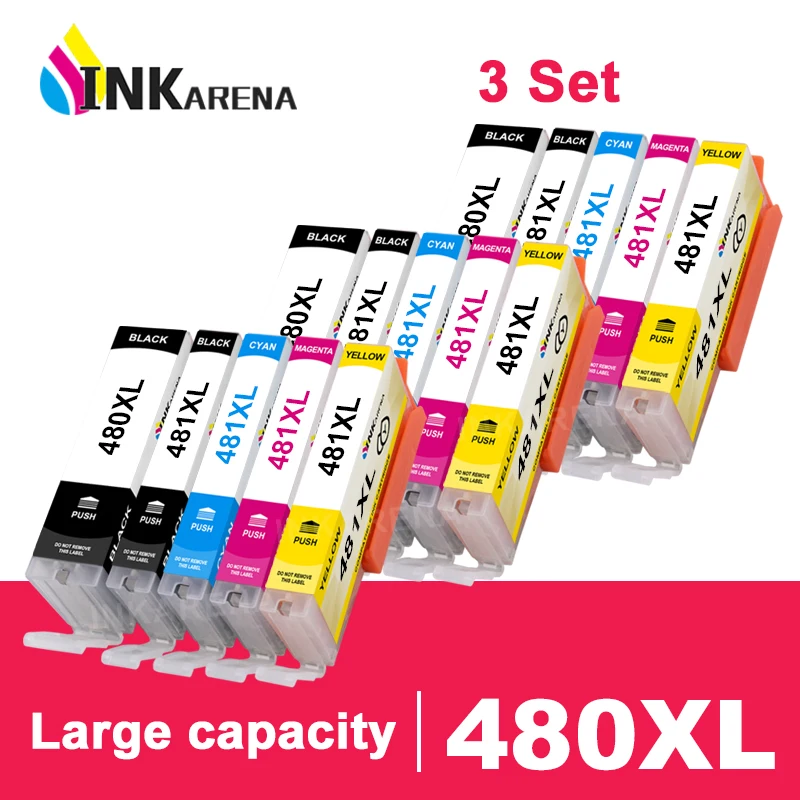 Imagem -01 - Inkarena 3conjunto Cartucho de Tinta Pgi480 Pgi480 Pgi-480xl Cli 481 xl Substituição para Canon Pixma Tr7540 Tr8540 Ts704 Ts9540 Ts9541c inkarena 3conjunto cartucho de tinta pgi480 pgi480 pgi 480xl cli 481 xl substituicao para canon pixma tr7540 tr8540 ts704 ts9540 ts9541c 01