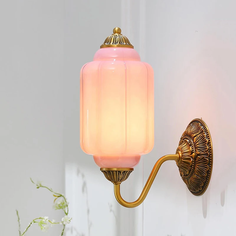 Medieval Retro Pumpkin Glass Wall Lamp Green White Purple Glass Sconces Hallway Porch Living Room Bedroom Pendant Wall Lights