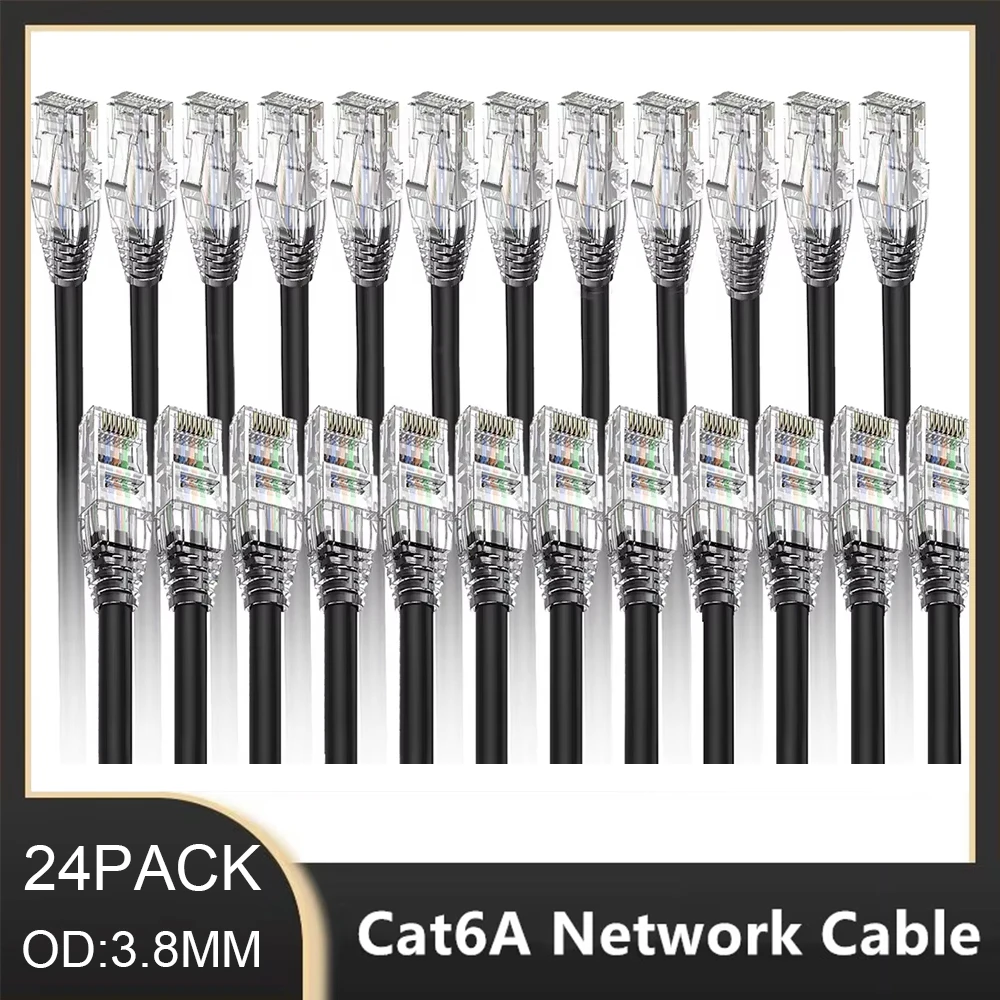 24 حزمة 0.1/0.15/0.2/0.3/0.5 متر Cat6a إيثرنت التصحيح كابل سليم UTP 0.5/1/2FT 10G 28AWG POE Lan كابل CAT6/6A لوحة التوصيل للتبديل #1