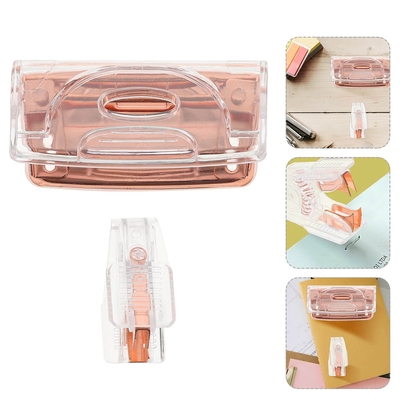 مجموعة واحدة من ثقبين مع مزيل التيلة، خرامة ورق شفافة شديدة التحمل لمجلد الملفات، ملحقات المكتب متعددة الوظائف #6