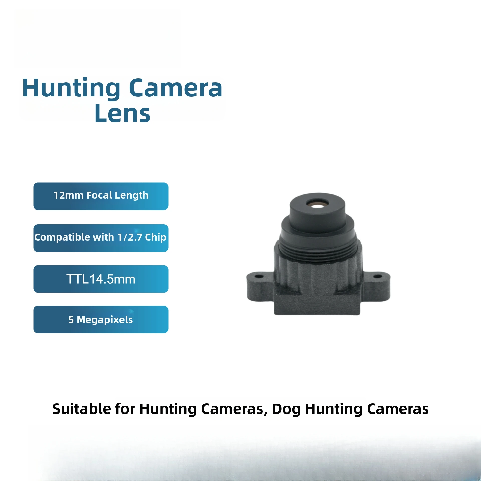12mm Fixed Focus Lens for Hunting Cameras with 1/2.7 Sensor Alignment F2.2 Aperture and 850nm Infrared Light Transmission