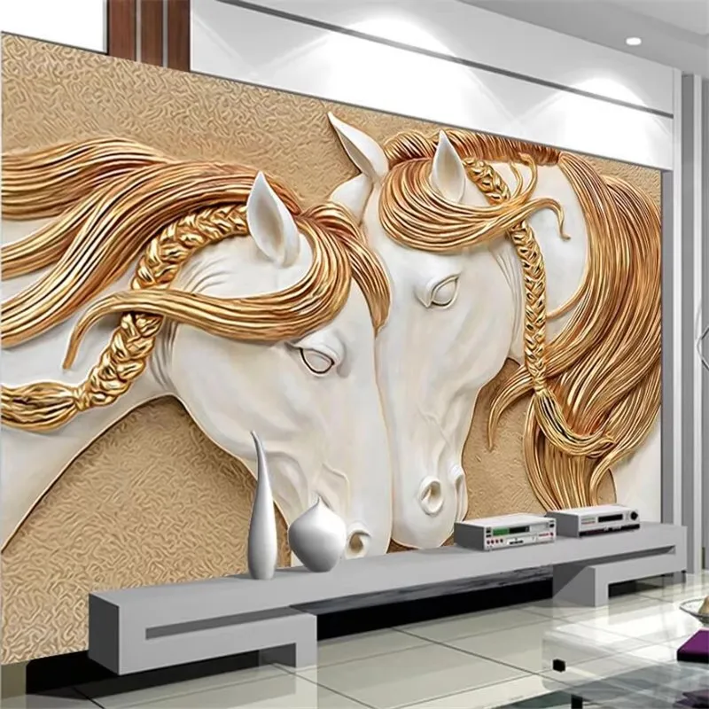 Custom wallpaper 3d mural papel de parede embossed horse 8d обои living room bedroom Decorative paintings wallpapers home decor