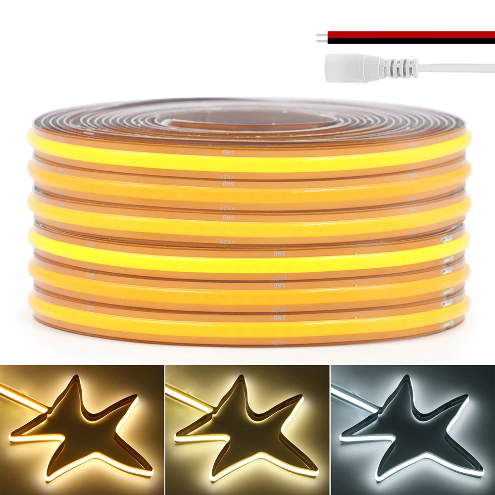 Bande lumineuse LED COB 12V 24V 5m 10m 20m, coupe libre 720 528 LED, bande Flexible, éclairage linéaire lumineux 3000K 4000K 6000K 1m 2m 0.5m