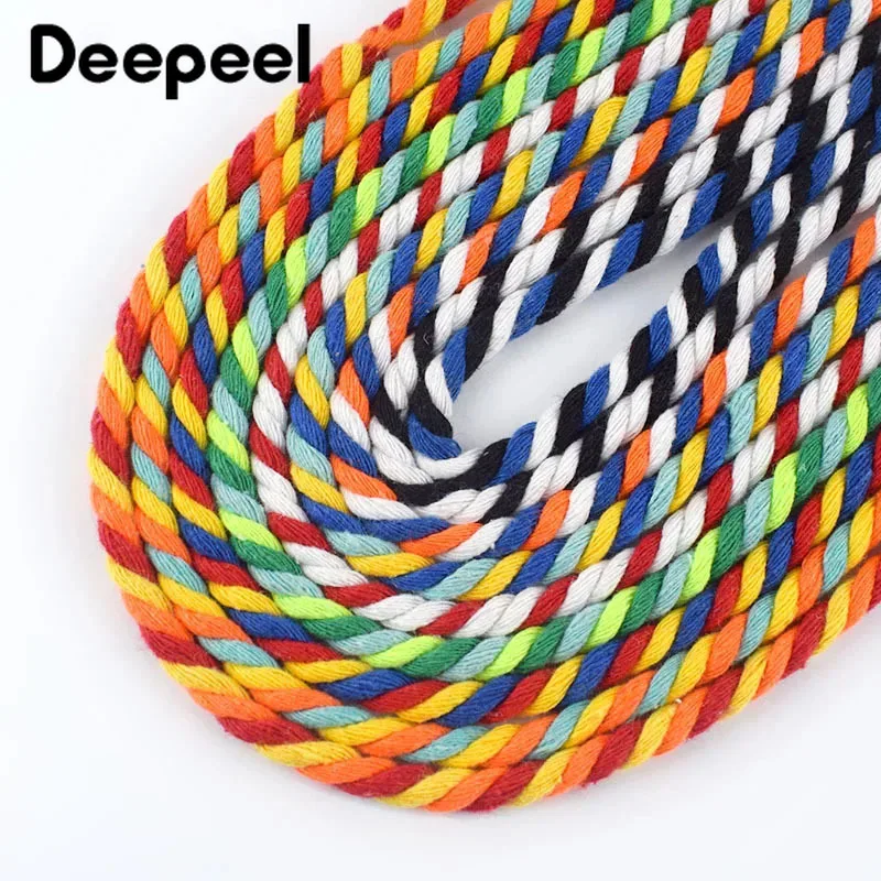 

10/20Meters Deepeel 5mm Colored Cotton Rope 3 Shares Twisted Bag Macrame Garment String Decoration Cord DIY Craft Accessories