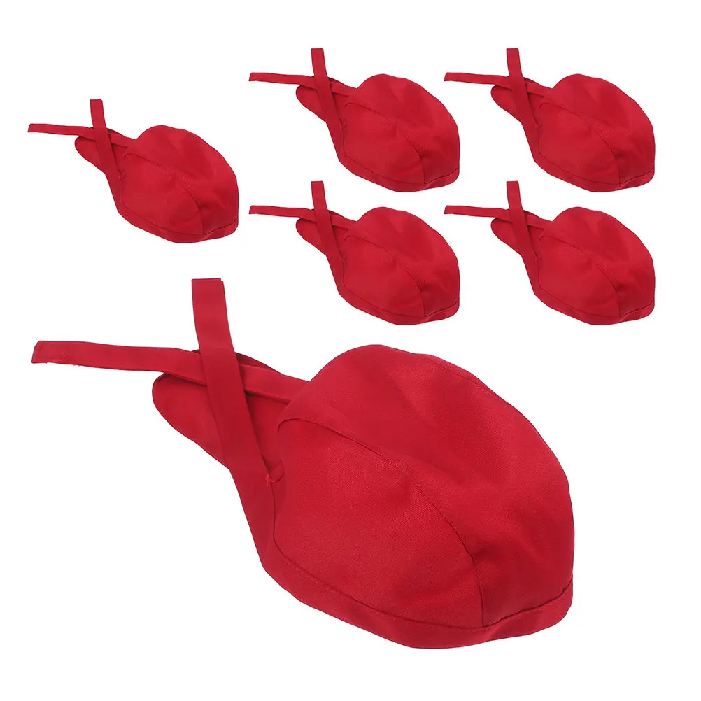 

6Pcs Kitchen Cooking Hat Chef Caps for Women Men Washable Lightweight Serving Turban Cap for Bakery Cafe Barbecue Workwear