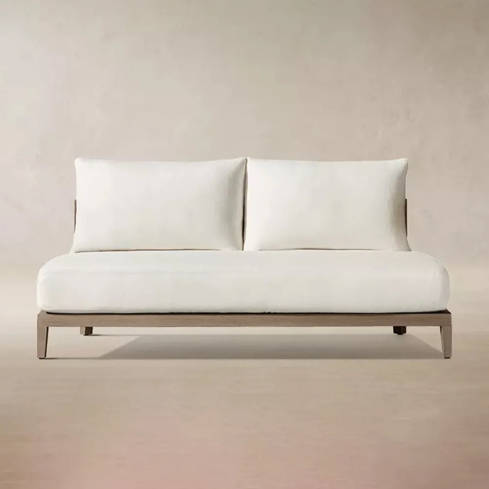 High‑End Custom Teak Garden Sofa Set, Weather‑Proof Solid Wood Leisure Furniture for Villa Terrace and Outdoor Residential Space