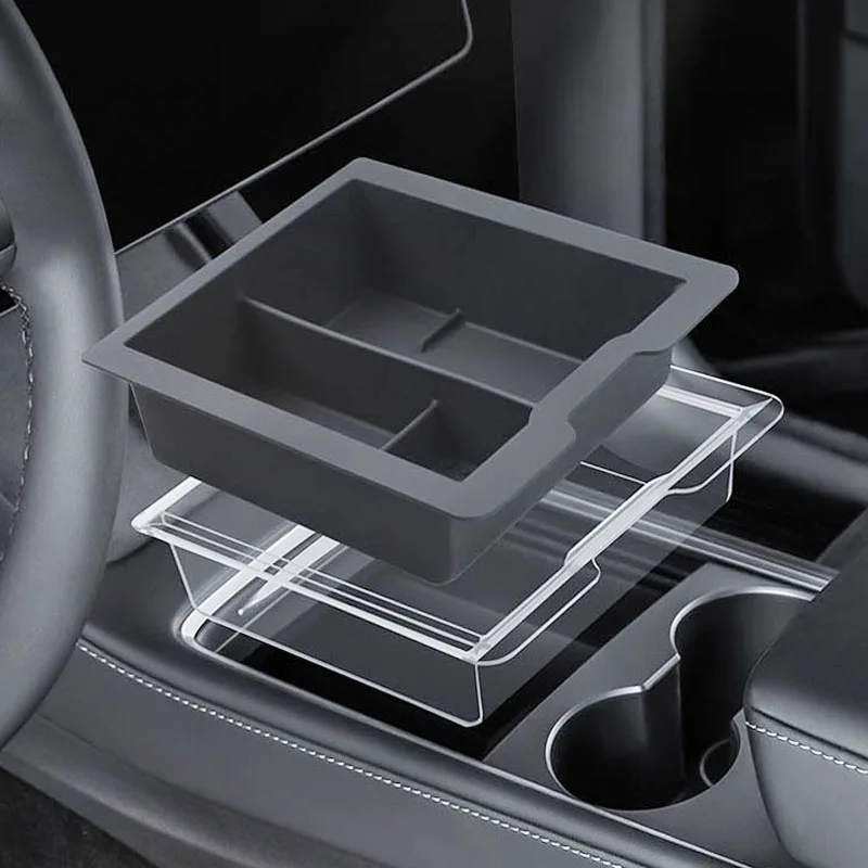 Per Tesla Model 3 Y 2021-2023 organizzatori per Console in Silicone scatola portaoggetti per braccioli contenitore per cassetti Cubby accessori per