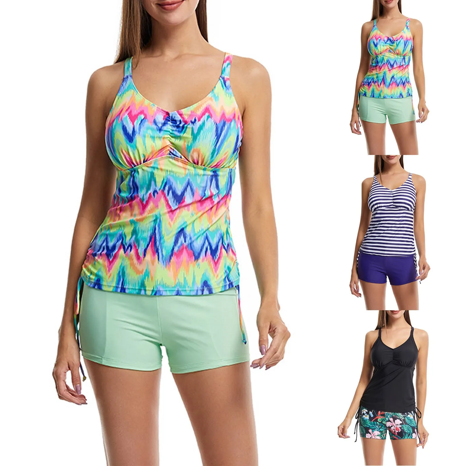 

Women's New Split Large Cover Thin Print Two Piece Set With Flat Corner Takeni