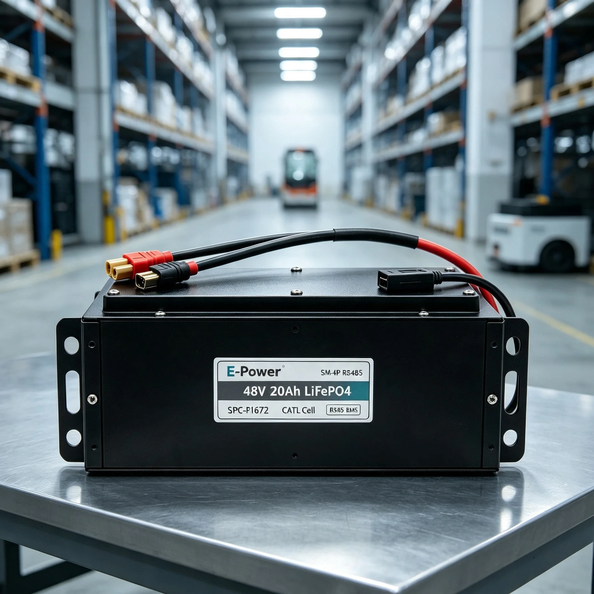 E-Power 48V 20Ah LiFePO4 AGV Battery 960Wh CATL Cell 15S1P RS485 Communication BMS Industrial Robot Storage Battery XT90 Connect