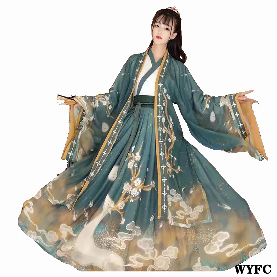 

Ancient Hanfu Gradient Elk pattern Fairy Skirt China Traditional Women's Clothing Princess Dress Stage Performance Show Cosplay