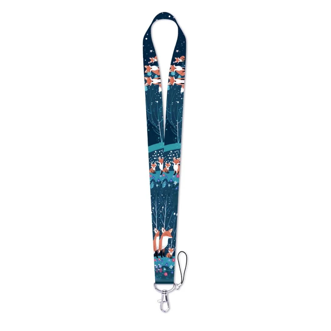 Cartoon Cute Little Fox Credential Holder Lanyard