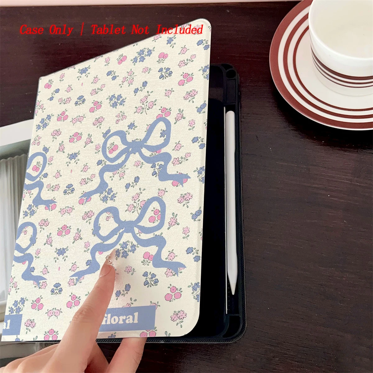 2025 Blue Bow and Small Flower Pattern Print - Suitable for the cases of multiple Apple tablets such as iPad/iPad pro/iPad air