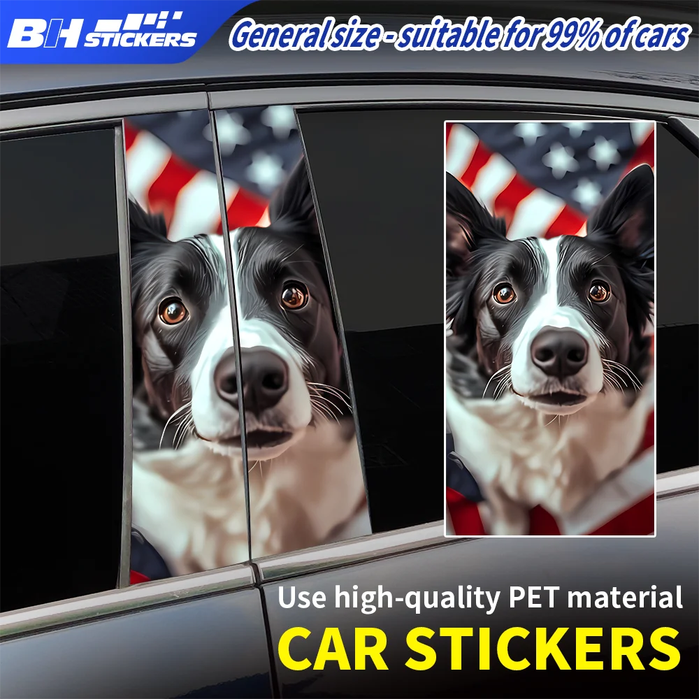 

Border Collie American flag Car Sticker Car B-Pillar Vinyl Waterproof Sticker Covering Scratched Decorative Sticker Accessories