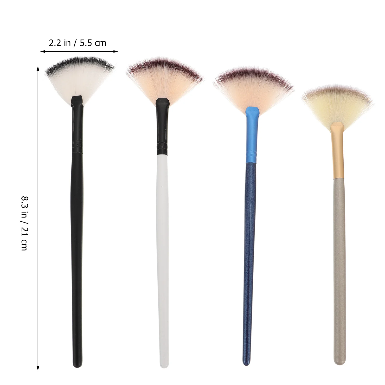 4 Uds. Brochas de maquillaje con forma de abanico, mango de madera, aplicador de mascarilla Facial, herramientas de belleza, amigables con la piel para resaltador y colorete