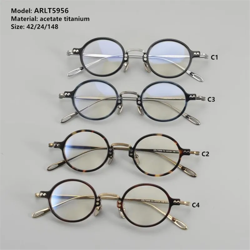 Hand-carved Retro Small Round Glasses Frame Men Women Acetate Ultralight Spectacles Eyeglasses Fashion Circle Blue Light Eyewear