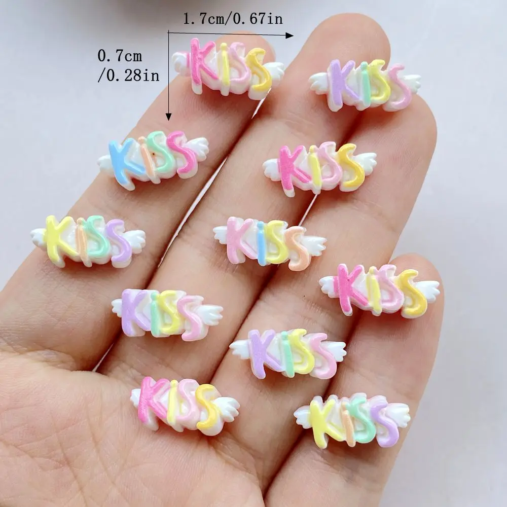 30 pz misto Nail Art resina arcobaleno colorato lettera bacio Charms strass fai da te mestiere per unghie decorazioni 3D gioielli