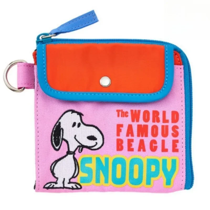 กระเป๋าใส่เหรียญลายสนูปี้ สีตัดกัน น่ารัก สไตล์การ์ตูน กระเป๋าเก็บของ กระเป๋าใส่บัตรโดยสาร กระเป๋าสำหรับนักเรียน ใส่ของชิ้นเล็ก