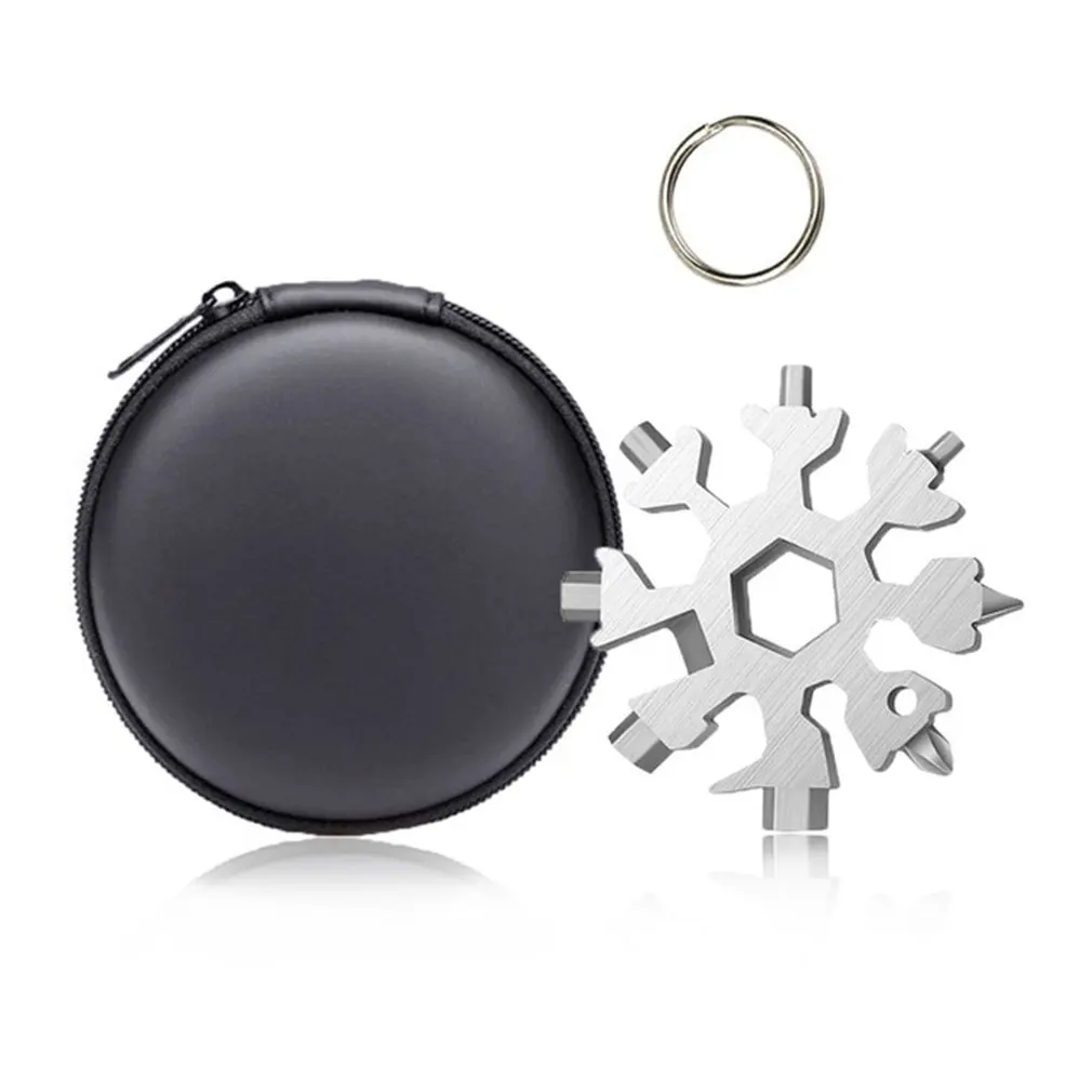 Multifunctional 18 In 1 Snowflake Torque Wrench Multi Pocket Tool Keyring Key Ring Spanner Hex Wrench Wrench Tools Hand Tools