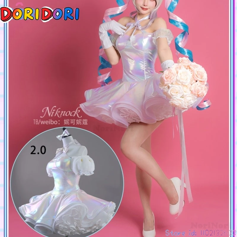 NEEDY GIRL OVERDOSE KAngel Costume with Wig Streamer Overload Lolita Dress Shoes Outfit Women with Laser Skirts Ribbon Ponytail view 4