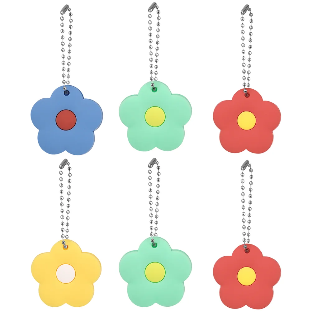 6 Pcs Petal Key Chain Identifier Caps Covers Ring Flower Silicone Car Large for Keys Protector