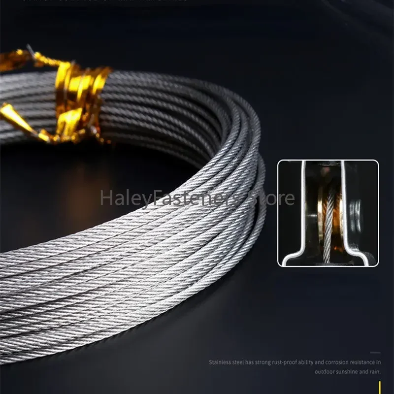 50m/1,5 m Edelstahl drahtseil Soft Fishing Hebe kabel 7*7 Wäscheleine 1mm/mm/2mm