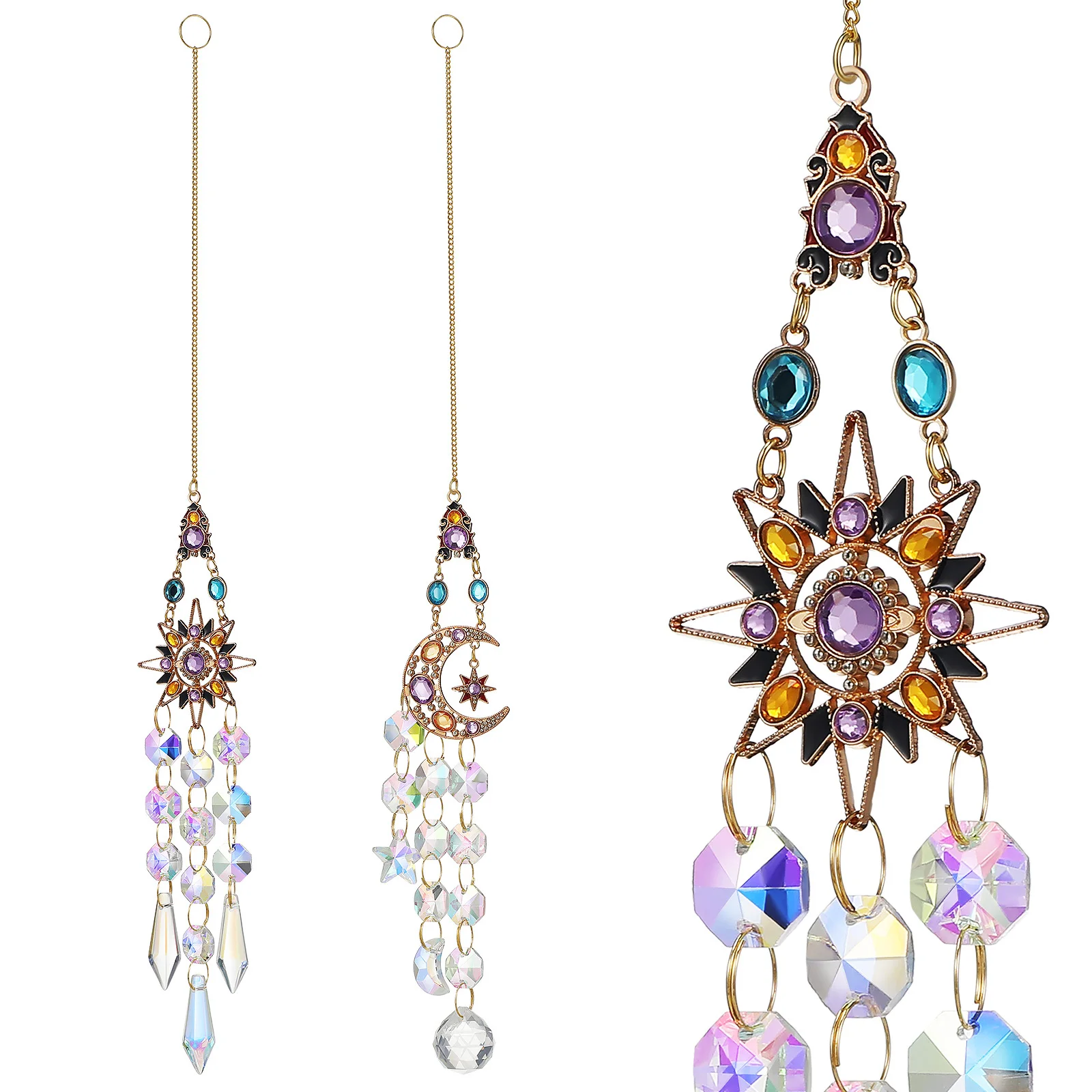 

2Pcs Vibrant Sun Catcher Pendants Hanging Prisms Garden Ornaments Unique Designs Indoor Outdoor Window Decor Novelty Sun Catcher