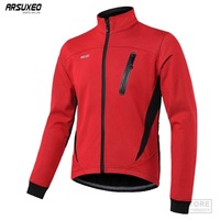 ARSUXEO Men's Thermal Cycling Jacket Winter Warm Up Fleece Bicycle Clothing Windbreak Waterproof Bike Motorcycle Raincoat