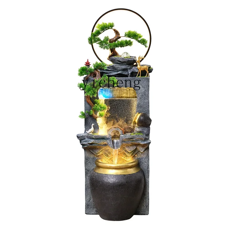 

TQH alpine flowing water makes money ornament rockery fountain circulating water landscape floor-to-ceiling fish tank