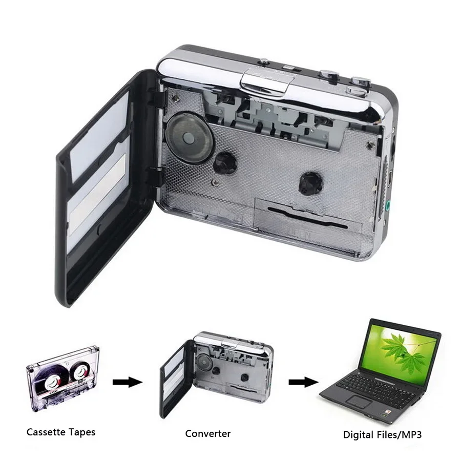 USB Cassette Capture Radio Player Portable USB Cassette Tape to MP3 Converter Capture Audio Music Player Tape Cassette Recorder