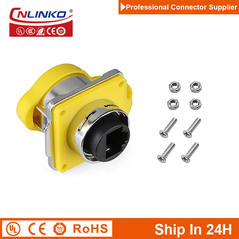 Cnlinko LP24 Plastic M24 Waterproof Ethernet 8pin Cat5e RJ45 Signal Connector Plug Receptacle for Network Telecom LED Billboard