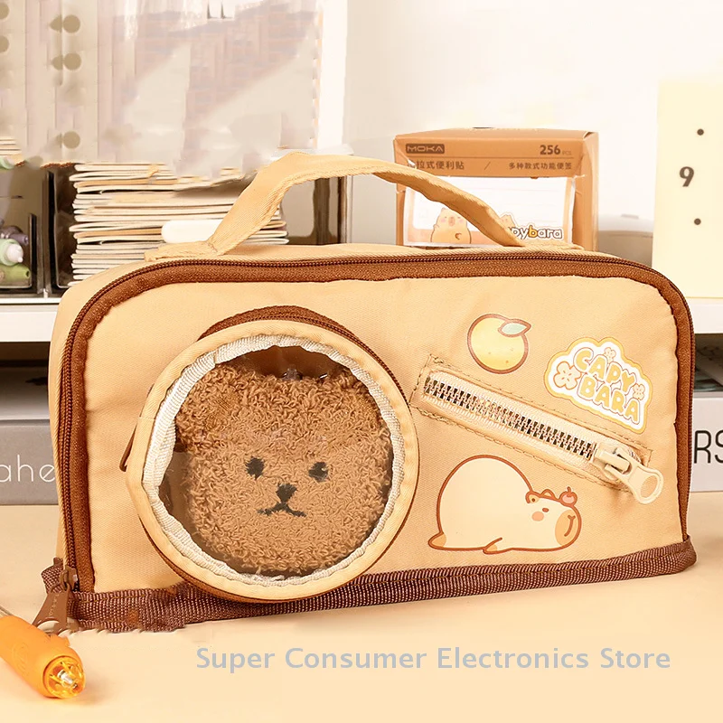 مقلمة كارتون كابيبارا المحمولة ذات سعة كبيرة وحقيبة أقلام رصاص وسحابات تخزين أدوات مكتبية إبداعية ومقلمة للمدرسة #5