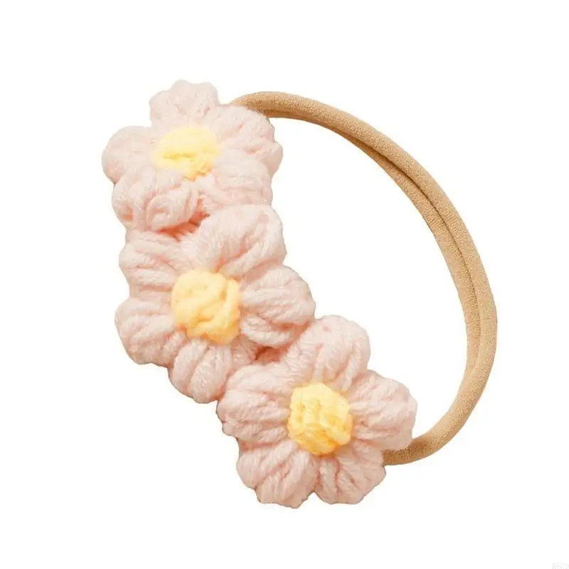 

R66D Infant Knitted Flower Charm Headband for 100 Day Photography Soft and Safe Use