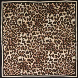 53cm 100% Real Silk Scarf Leopard Print for Kids Customizable Handkerchief Square Fall Foulard Bandana Students Gifts Neckerchif